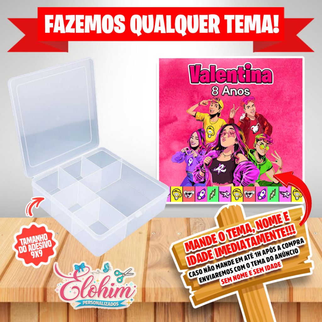 Rótulo Adesivo para personalizar Caixa Organizadora 11x11 - Os Rosas