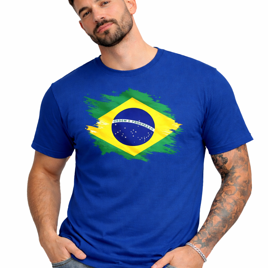 Camiseta Brasil Unissex Bandeira do Brasil Estampa Frontal Casual Torcedor