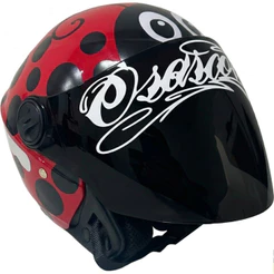 Capacete Liberty New 3 Personalizado Joaninha Viseira Fumê Adesivo Osascorte