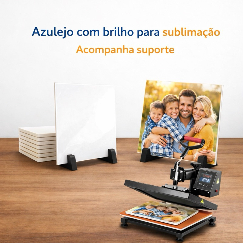 Kit 10 Azulejo Eliane Branco Para Sublimação 20x20 + suporte