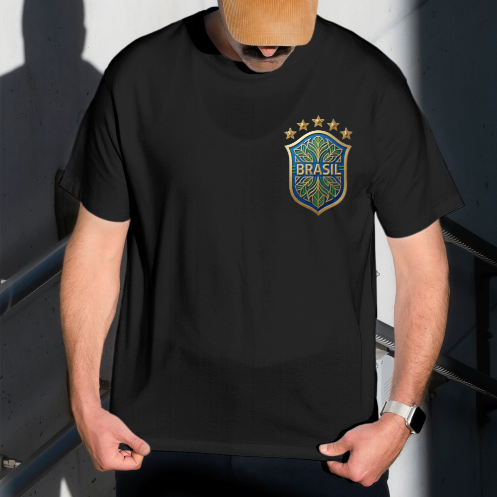 Camiseta Masculina Estampa Brasil Logo 100% Algodão T-shirt Camisa Blusa Do Tamanho P ao GG