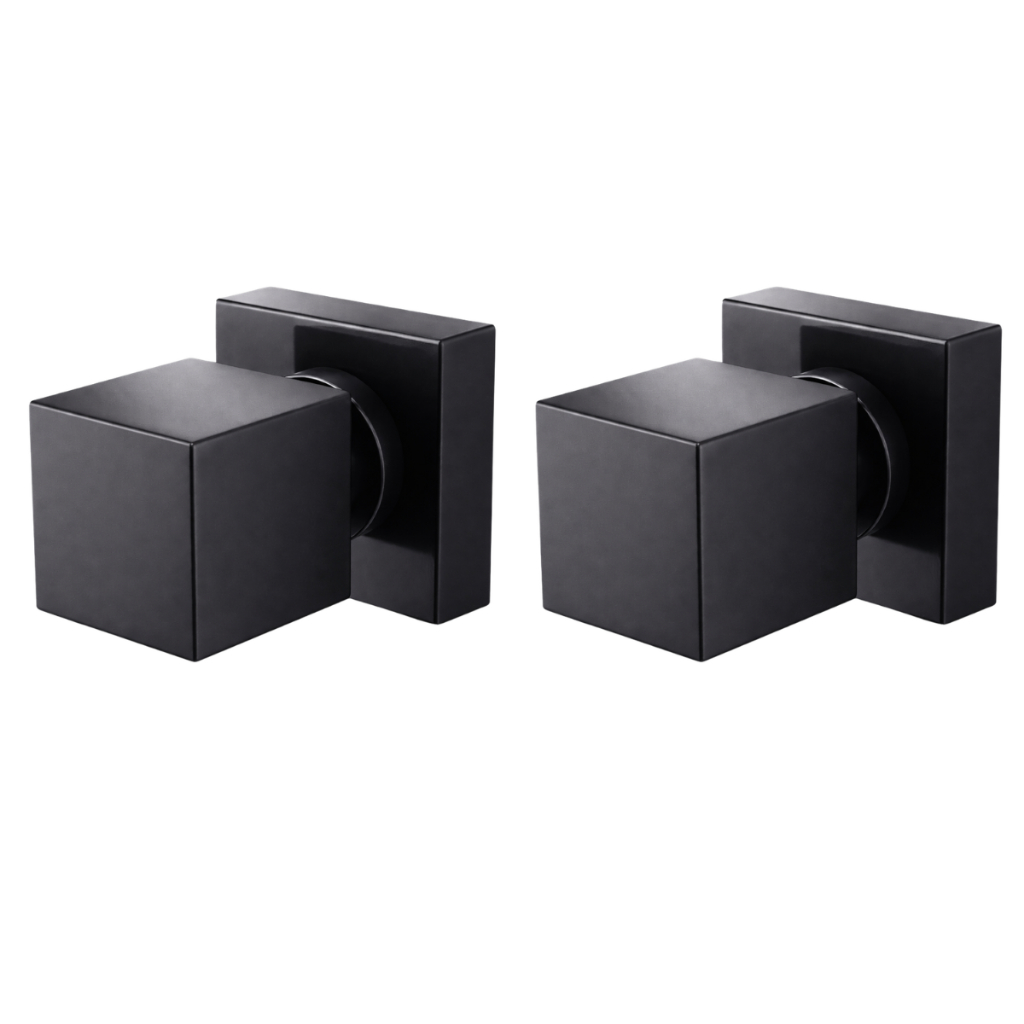 Kit 2 Acabamentos Quadrado Preto Fosco Metal Luxo para Registro 1/2 x 3/4 Padrão Deca Combo