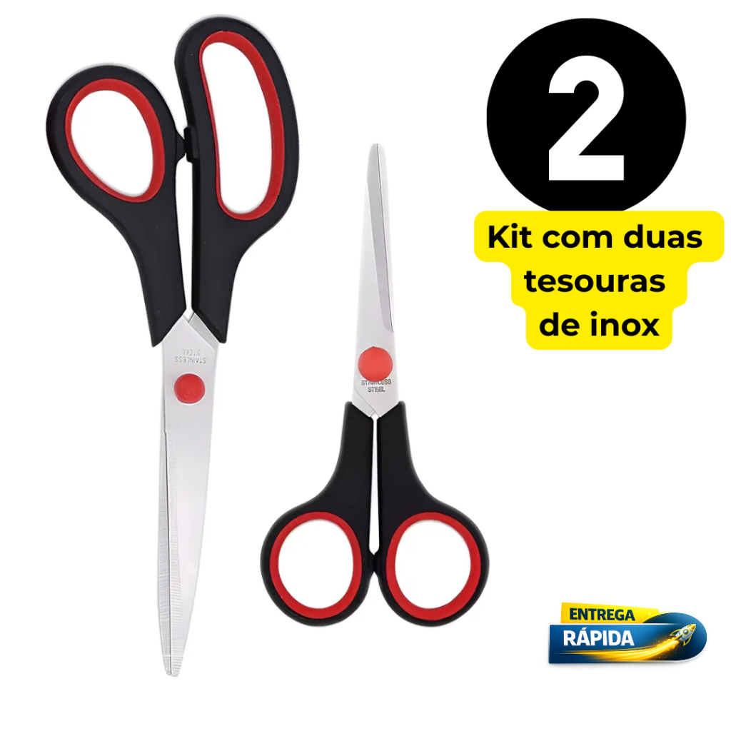 Kit 2 Tesouras Aço Inox 20cm e 12cm Multiuso Resistente em Oferta na Shopee