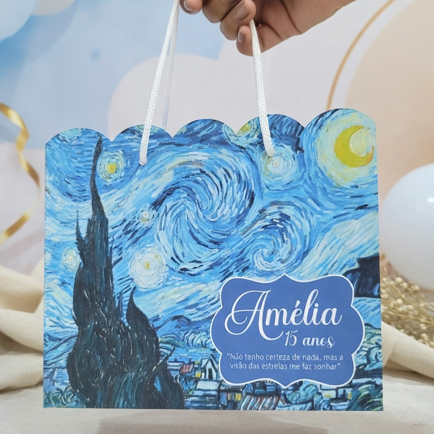 Sacolinha NOITE ESTRELADA  van Gogh Personalizado Sacolinha Lembrancinha Aniversário SONIC PEGUE E MONTE