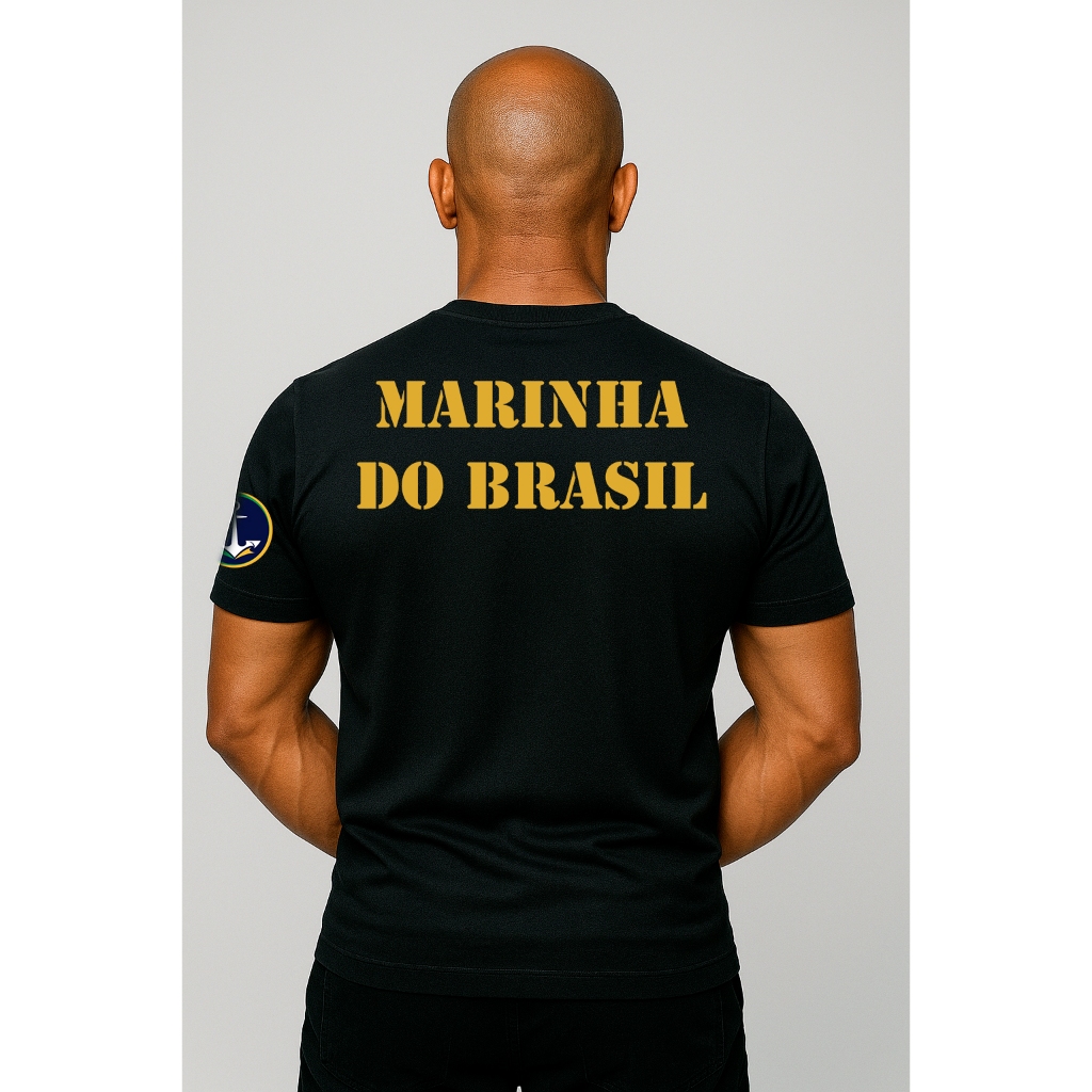 Camiseta  Uniforme Profissional Marinha do Brasil Exército Brasileiro Fardamento Farda Preta