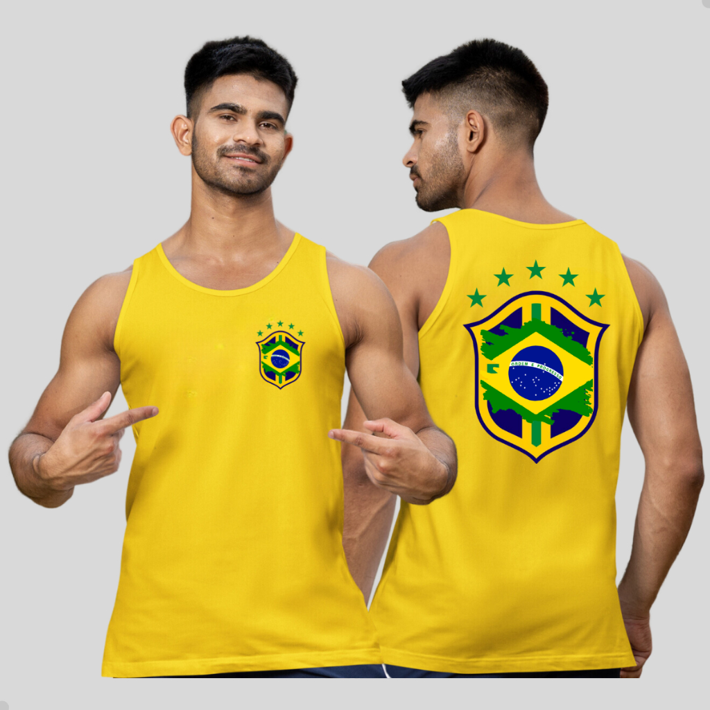 Regata Masculina Brasil Blusa Cavada Para Copa Seleção Brasileira Lançamento