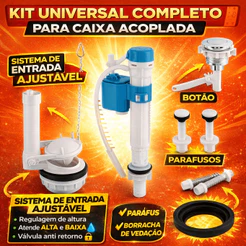 Kit De Reparo Caixa Acoplada Universal Completa Compatível Diversas Marcas Modelos, Reparo Descarga
