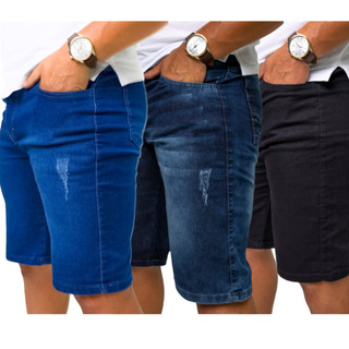 Conjunto de 3 Bermudas Jeans Masculinas – Alta Qualidade e Conforto| Lions Jeans