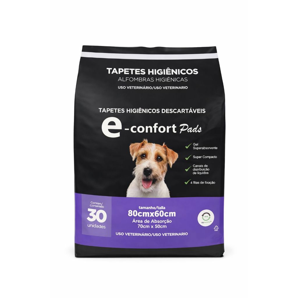 Tapete Higiênico E-confort Pads 30 Unid 80cm X 60cm
