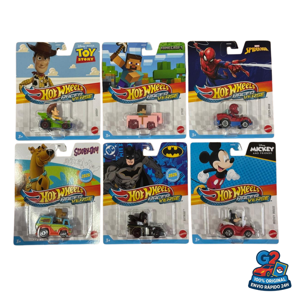 Hot Wheels RacerVerse Mattel Originais | Disney, Star Wars, Stitch, Mickey, Jurassic World e Mais!