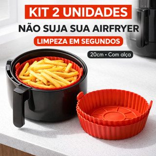 Kit 1|2|3 - Forma Redonda de Silicone 20cm para Air Fryer | Fácil Limpeza | Reutilizável …