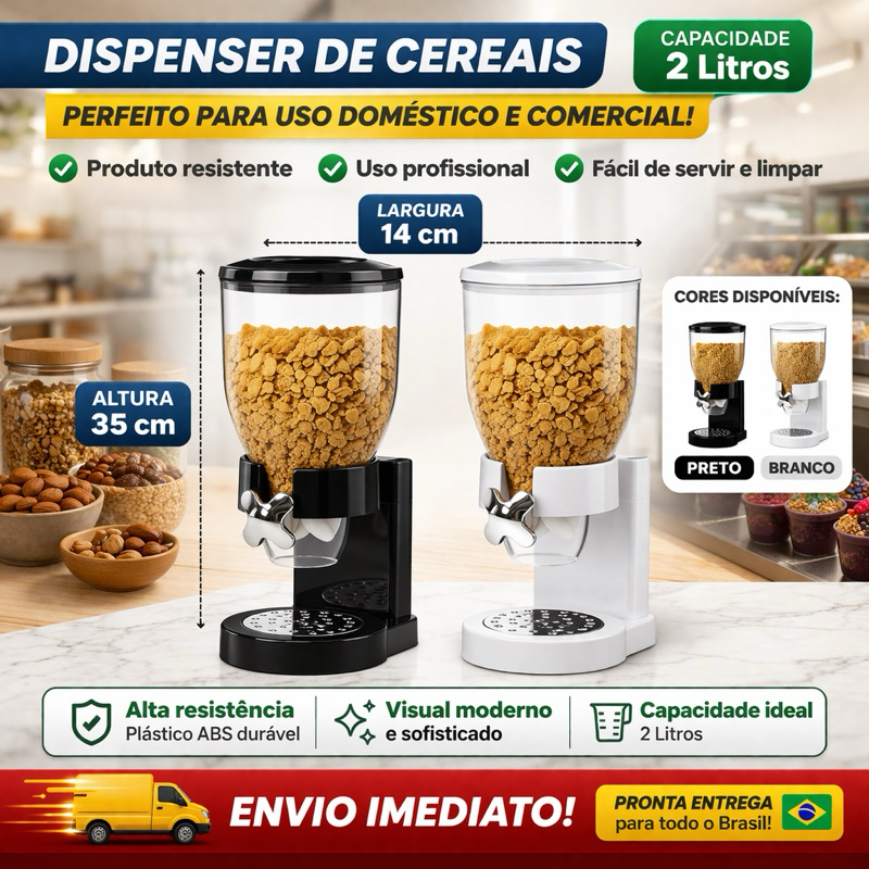 Dispenser de Cereais Grãos Cereais  Mantimentos 2 Litros Hotéis Restaurantes Açaiteria Sorveteria