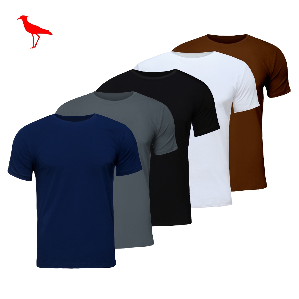 Kit 5 Camisetas Masculinas Básicas 5 Cores Sortidas Algodão/Poliéster Academia - Treino