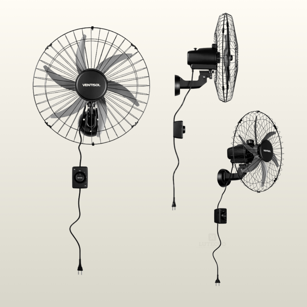 Ventilador Parede Ventisol Steel 50cm Bivolt Grade de Aço Alta Potência Oscilação para Comércio Casa