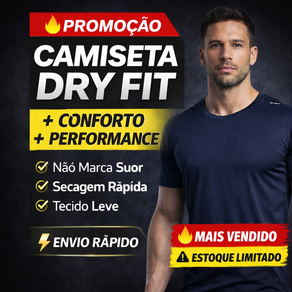 Camiseta Dry Fit Masculina Academia Leve Não Marca Suor Secagem Rápida em Oferta na Shopee