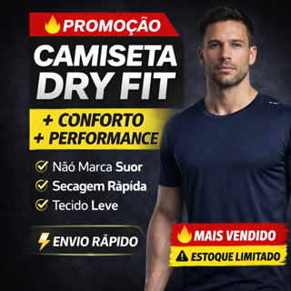 Camiseta Dry Fit Masculina Academia Leve Não Marca Suor Secagem Rápida em Oferta na Shopee