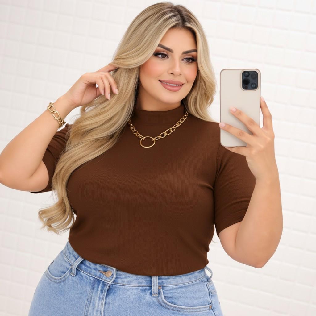 Blusa Gola Alta 100% Algodão Premium Plus Size Conforto Máximo + Frete Grátis