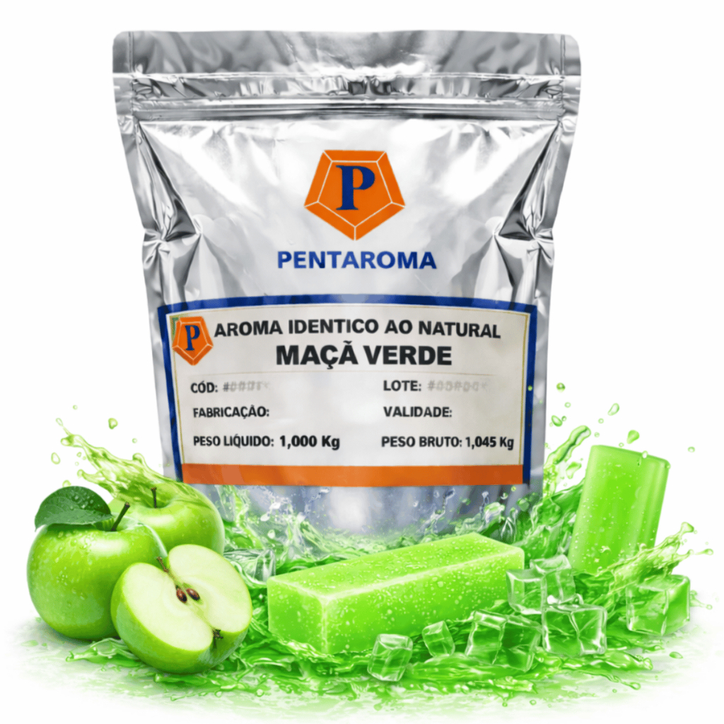 Aroma Profissional Gelo Saborizado - Maçã Verde - Pentaroma - 1Kg | Rende Muito ! O Sabor Queridinho