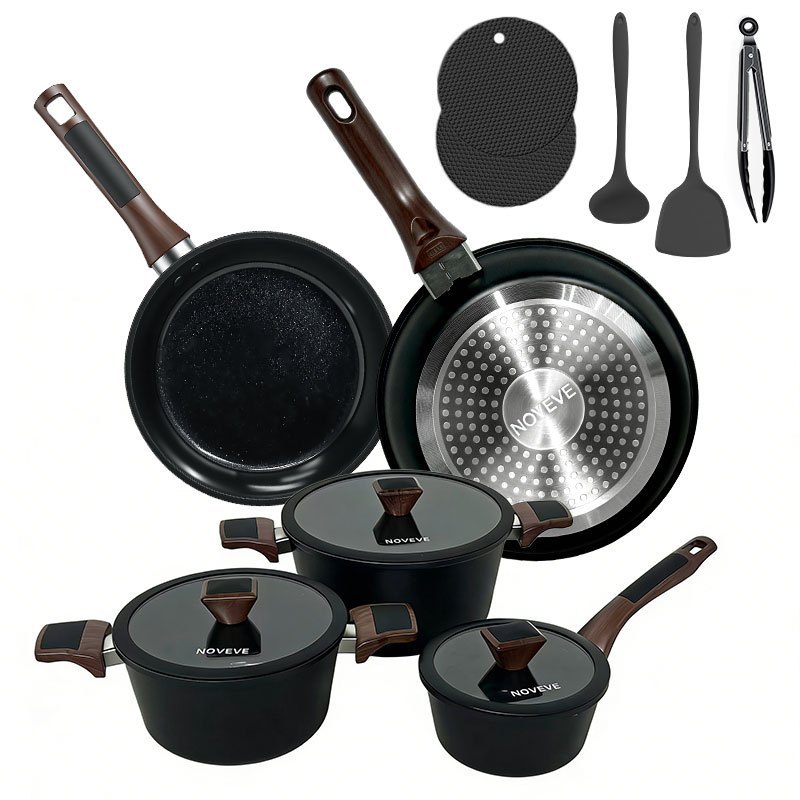 Imagem 13 Peças Conjunto de Panelas Antiaderentes Premium Completo com Acessórios Cozinha Moderna Não Gruda Fácil Limpeza