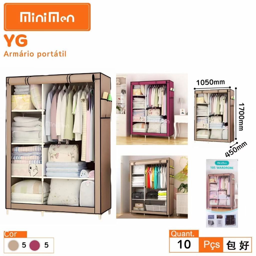 Guarda Roupa Dobrável Organizador De Roupas Roupeiro Guarda Organizador Compacto Desmontavel