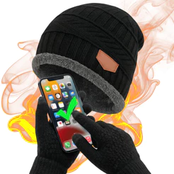 Kit Touca Inverno Forrada + Luva Touch Screen Unissex Super Quente