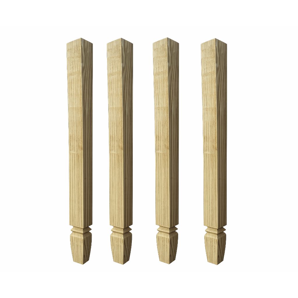Kit 4 Pés De Mesa Em Madeira Pinus Diamante Provençal De 80cm Suporte De Mesa