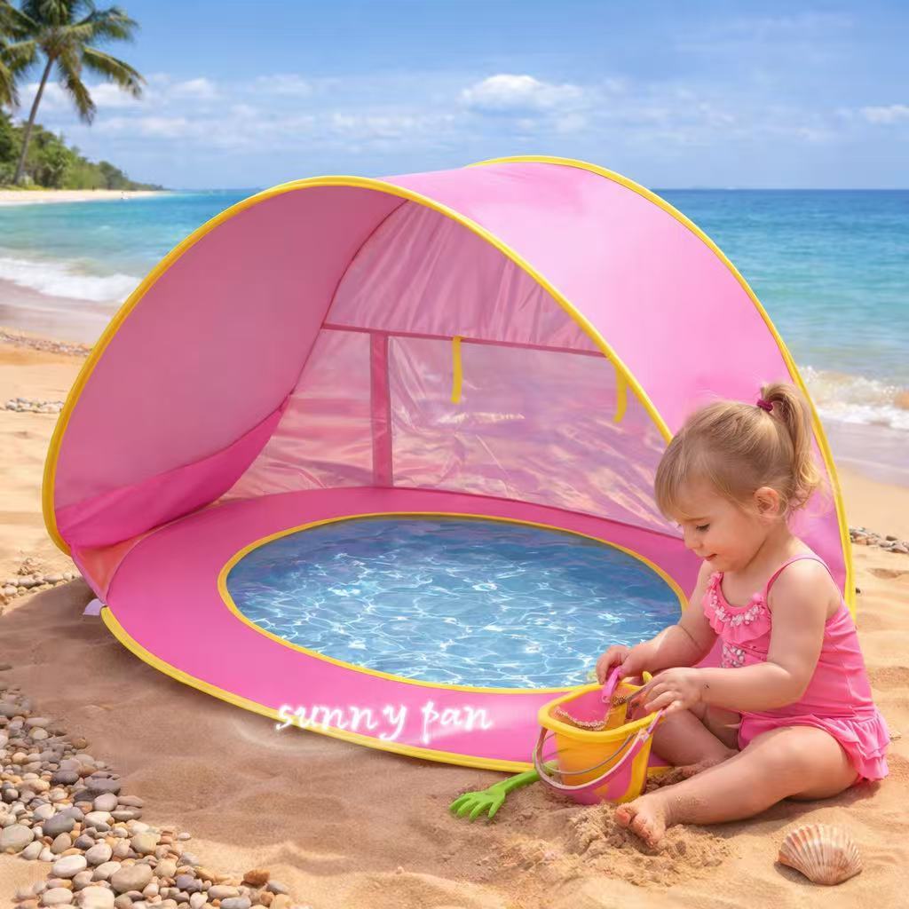 Barraca Infantil Praia Pop Up Proteção UV, Impermeável Tenda para Piscina e Brincadeiras Presente (2 MODELO) em Oferta na Shopee