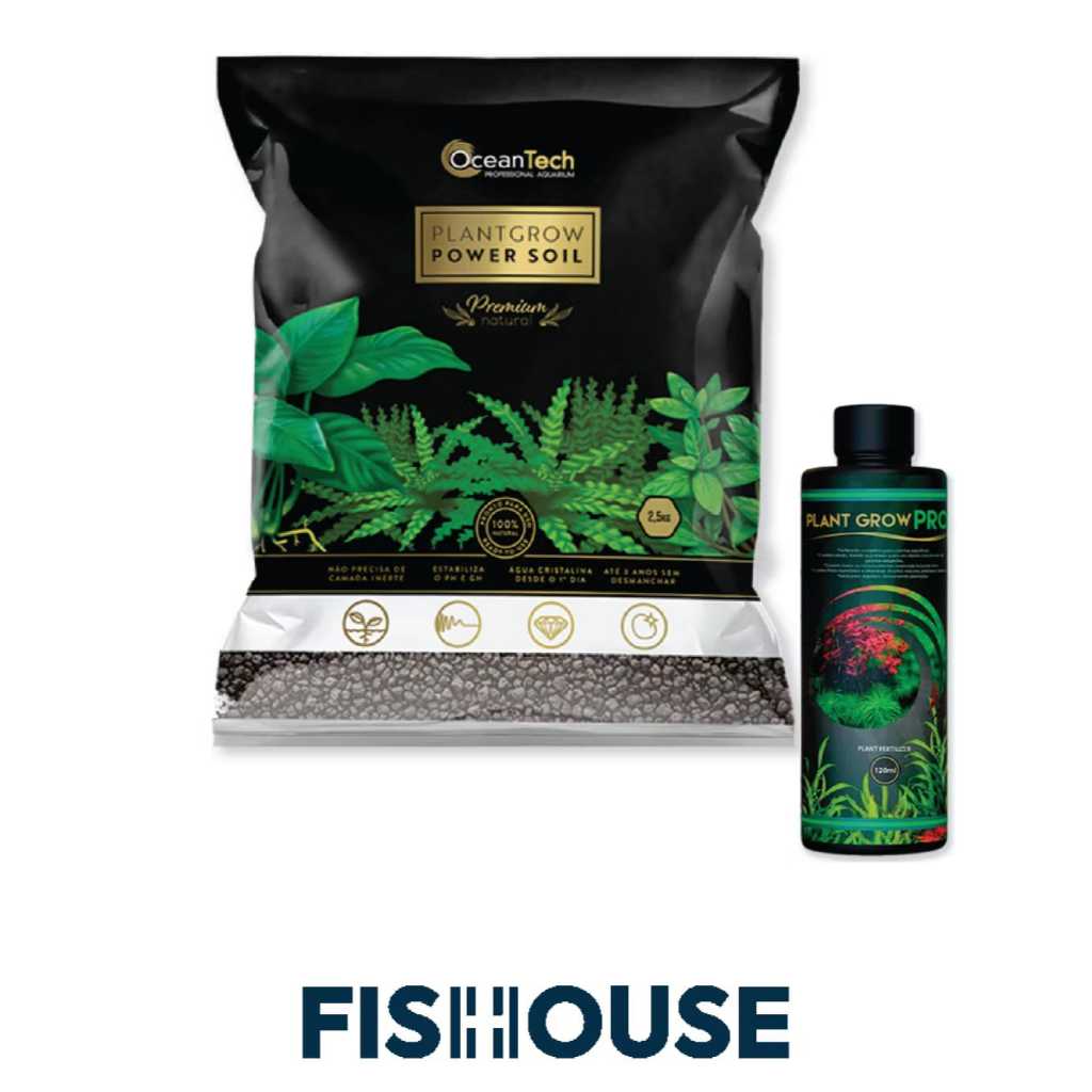 Kit para plantados - Substrato Fértil Plant Grow (2,5kg) + OceanCarbon ou PlantGrow Pro (120ml) - OceanTech