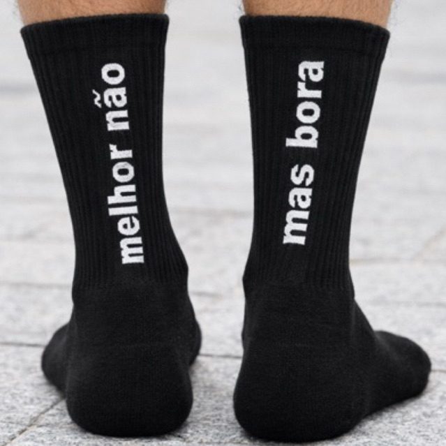 Meia de Frase em Algodão Treino Academia Divertida Unissex Envio Rápido