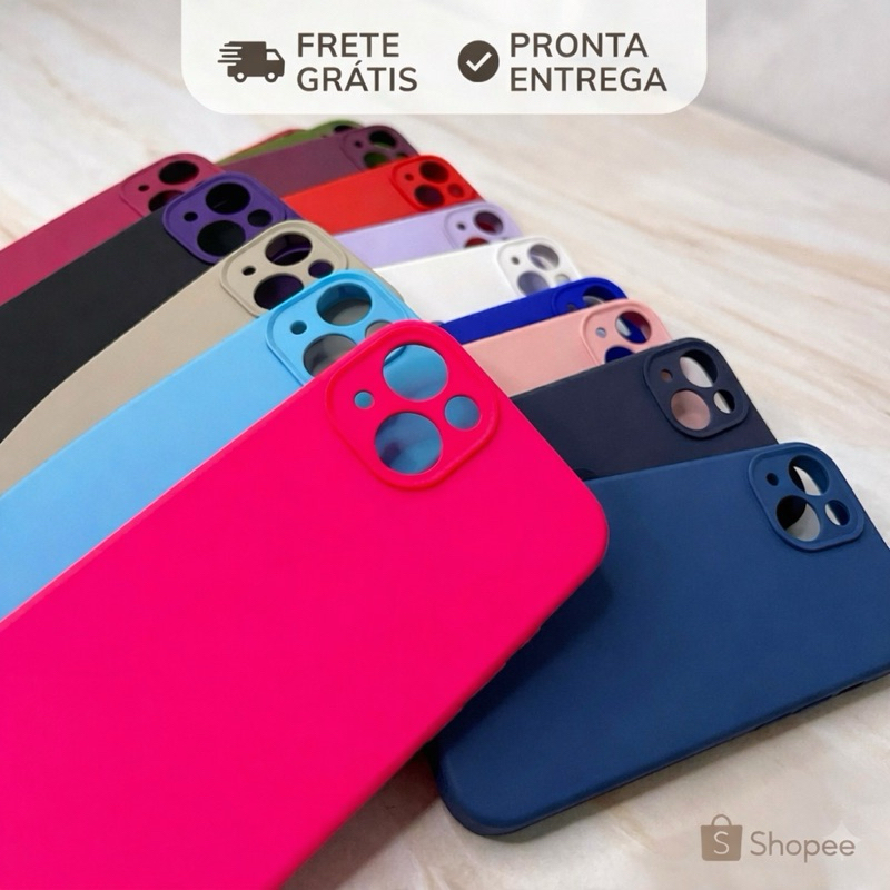 Capa Silicone Case Premium Aveludada || Câmera Fechada - Proteção Total da Câmera - Com Logo