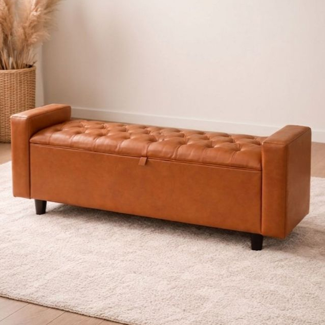 Recamier Compacto  com Braço -120cm em Corino – Estilo e Praticidade