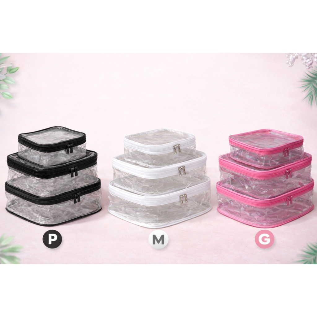 Organizador Nécessaire Transparente Viagem | Estojo Higiene – 1 Unidade