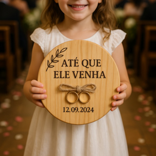 Porta Aliança de Pinus  Grande 18cm Personalizado Nomes e Data Casal Casamento e Noivado em Oferta na Shopee