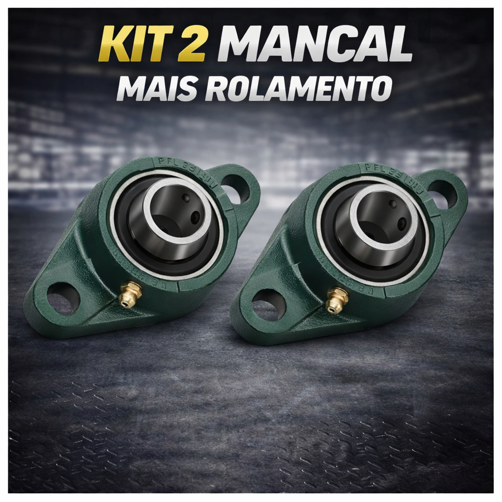Kit 2 Pecas - Rolamento + Mancal  Ucfl 204 -12 Eixo 3/4 Pol