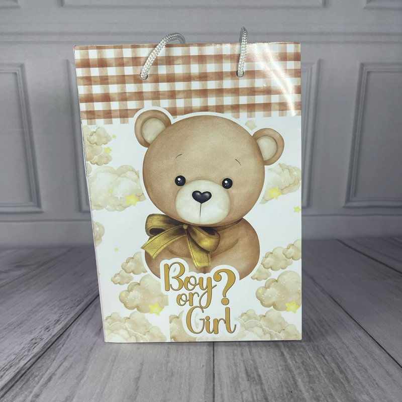 Urso - Ursinho - Chá de Bebê Chá Revelação Sacolinha Sacola Personalizada - Tamanho M Pegue e Monte