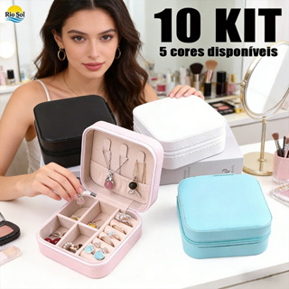 Kit 6/10 Caixa Porta Joias Organizadora para Bolsa de Anéis e Colares Q1 em Oferta na Shopee