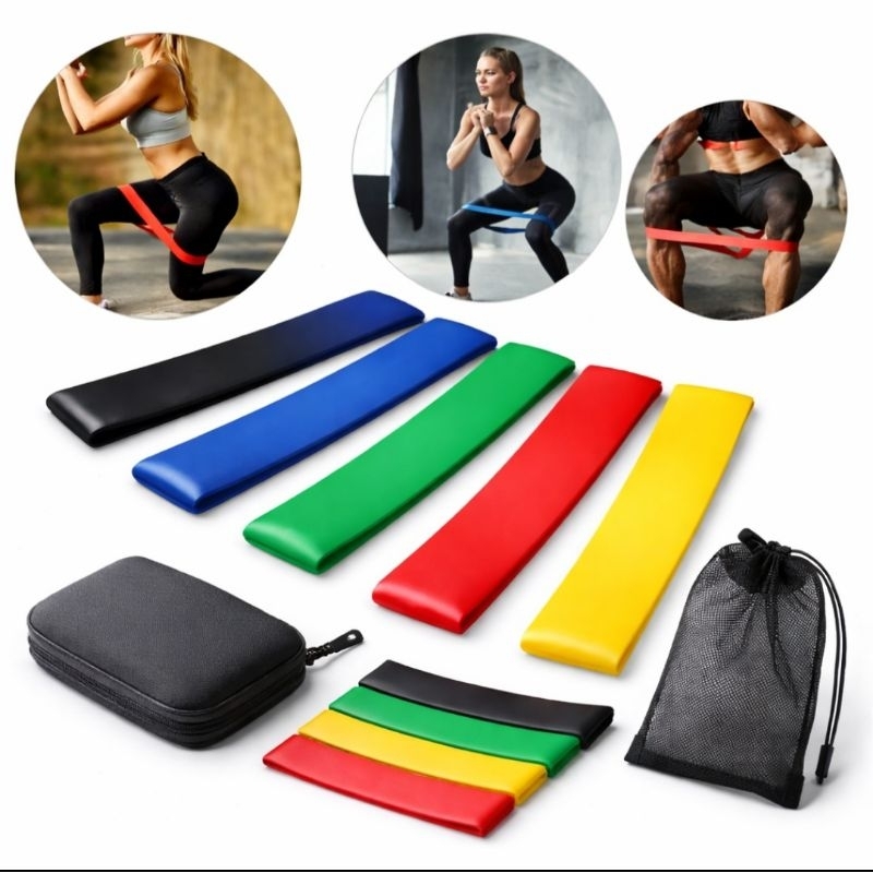 Kit 5 Faixas Elásticas Resistência Academia Treino Funcional Musculação Pilates Exercícios Fitness