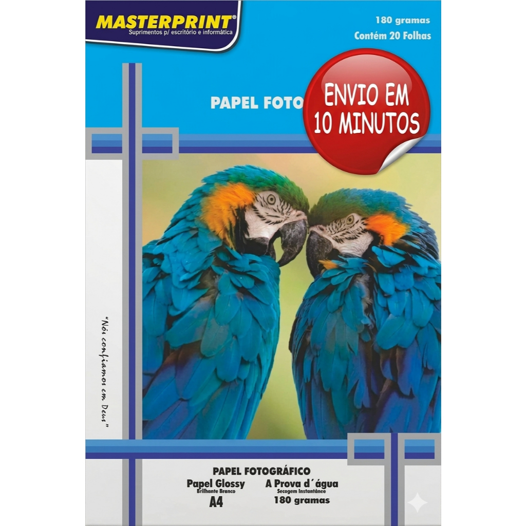 Papel Fotográfico MASTERPRINT 180g A4 20 folhas Resistente à Água em Oferta na Shopee