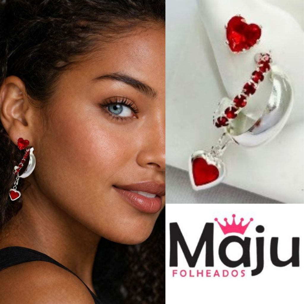 Trio Ponto de Luz Coração, Argola Cravejado e Argolinha Coração Prata em Oferta na Shopee