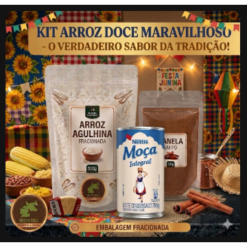 Kit Arroz Doce Completo 500g Arroz Agulhinha + Leite Moça Integral Nestlé + Canela em Pó 50g
