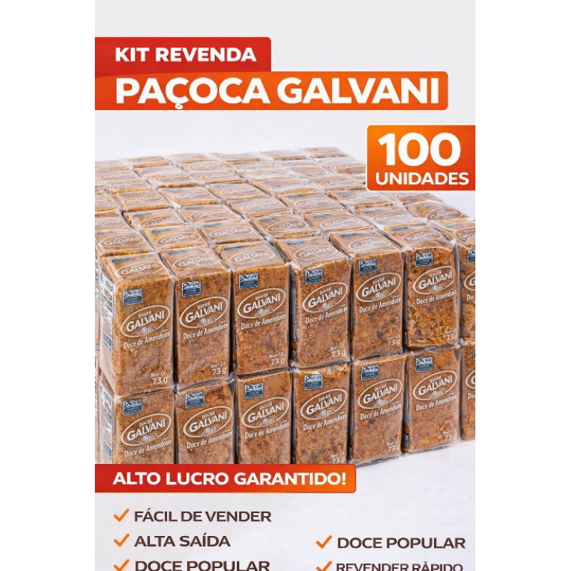 Paçoca Galvani 100 Unidades Para Revenda Doce Amendoim Alta Saída Lucro