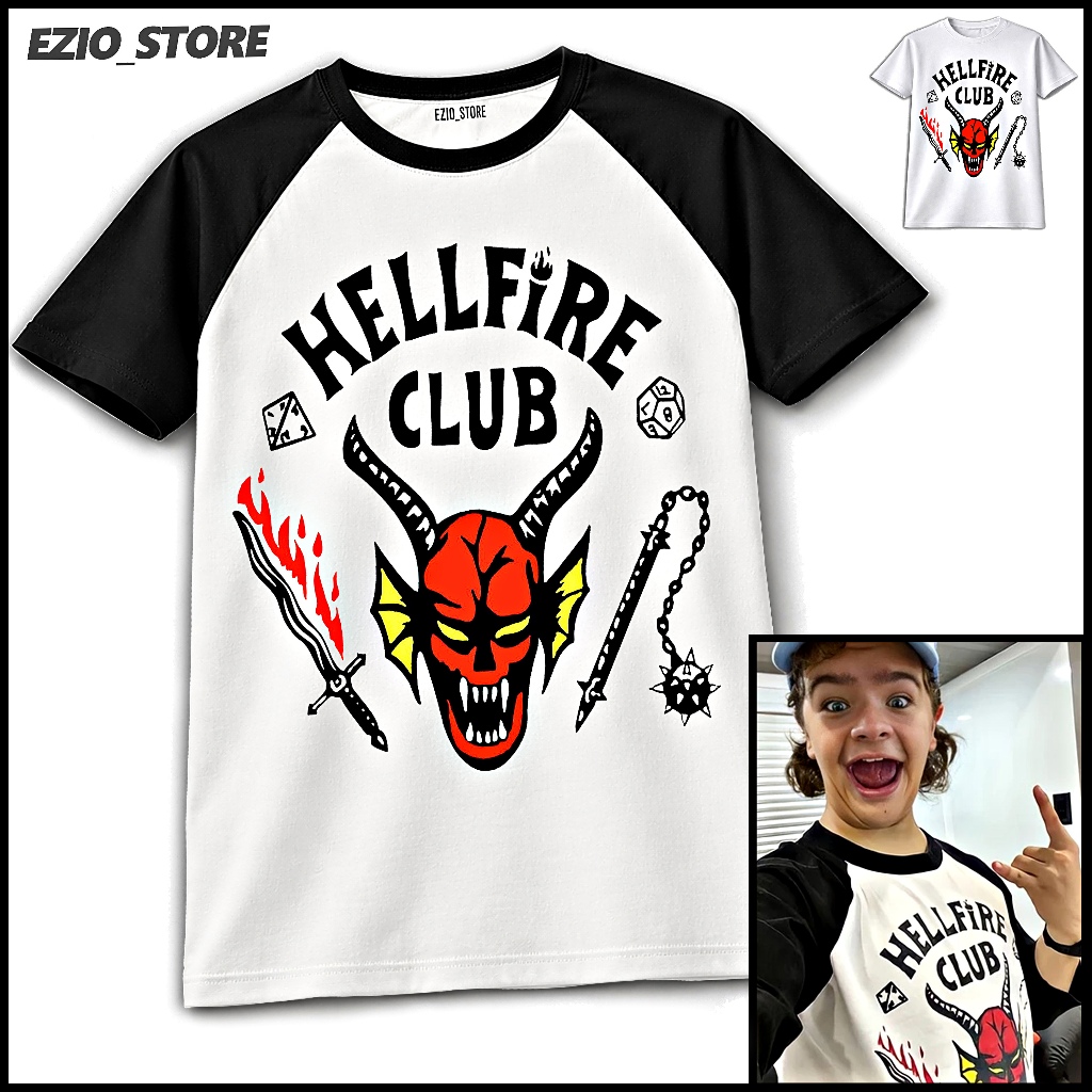 Camiseta Hellfire Club Stranger Things Personalizada Unissex Manga Curta Básica Preto Vários Modelos