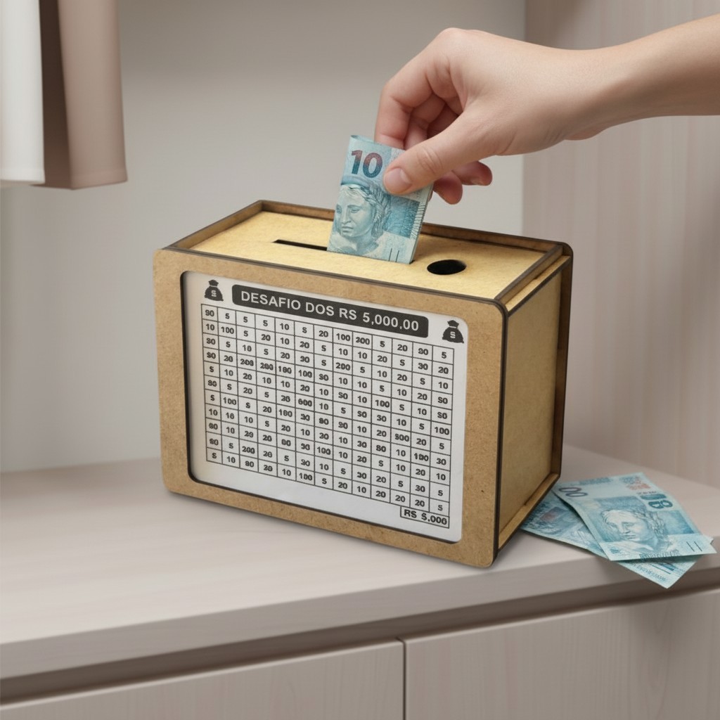 Cofre Woodbox 1000 5000 10000 Metodo Japones Para Economizar e Guardar Dinheiro