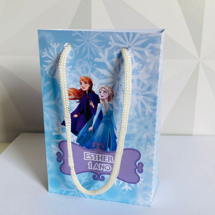 Sacola P Frozen Elsa Ana | Sacolinha Personalizada | Sacola com alça | Lembrancinha | Aniversario
