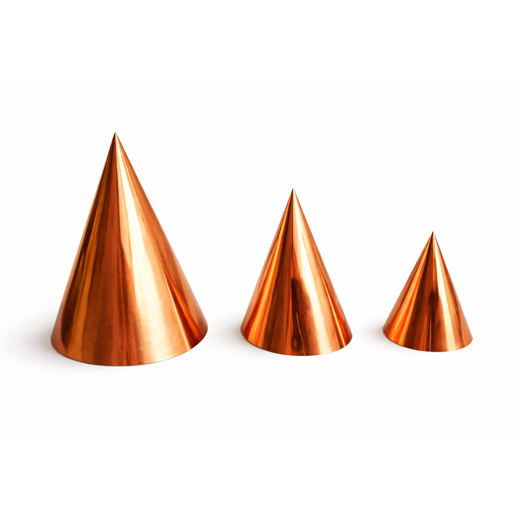 Kit 3 Cones de Cobre Radiestesia Radiônica 7cm 10cm 14cm P M G Trio Cone Radiestésico Harmonização