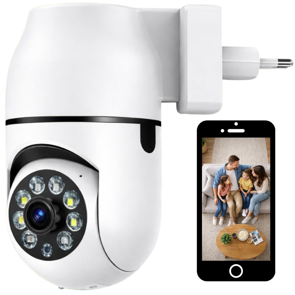 Câmera Wifi 360 graus Visão Noturna Audio Monitoramento Tempo Real por Aplicativo