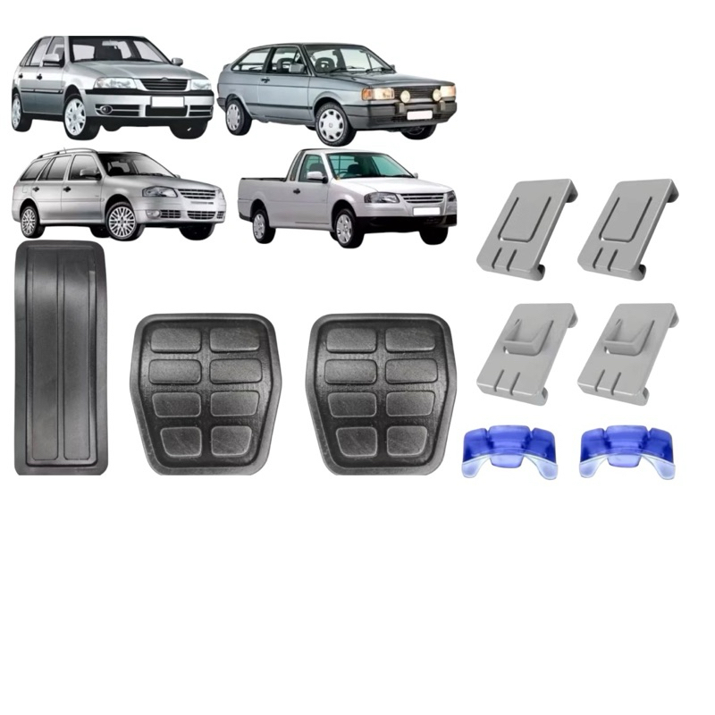 Kit Capa Pedal + Kit Calço Banco Gol Voyage Parati Saveiro