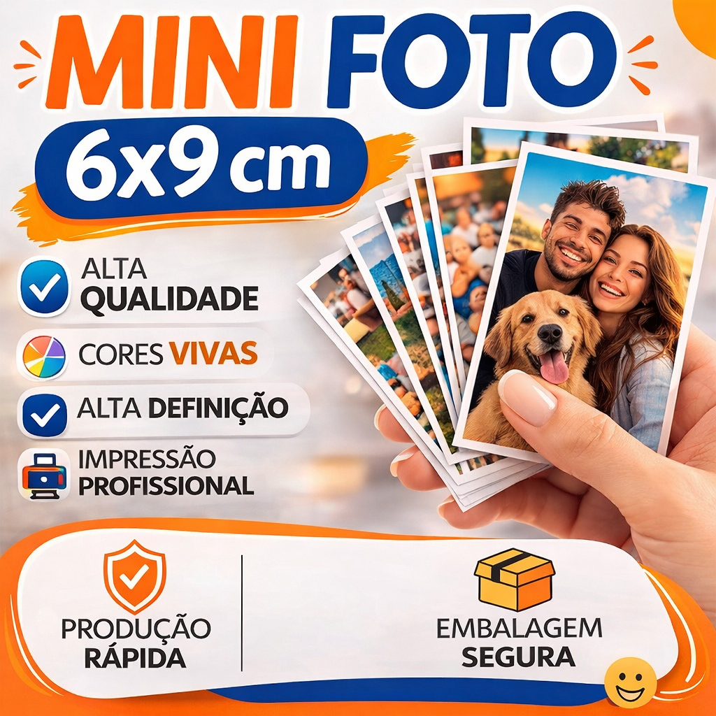 Mini Foto 6x9  - Kit até 96 fotos - Com Proteção UV |Não desbota | Alta Durabilidade