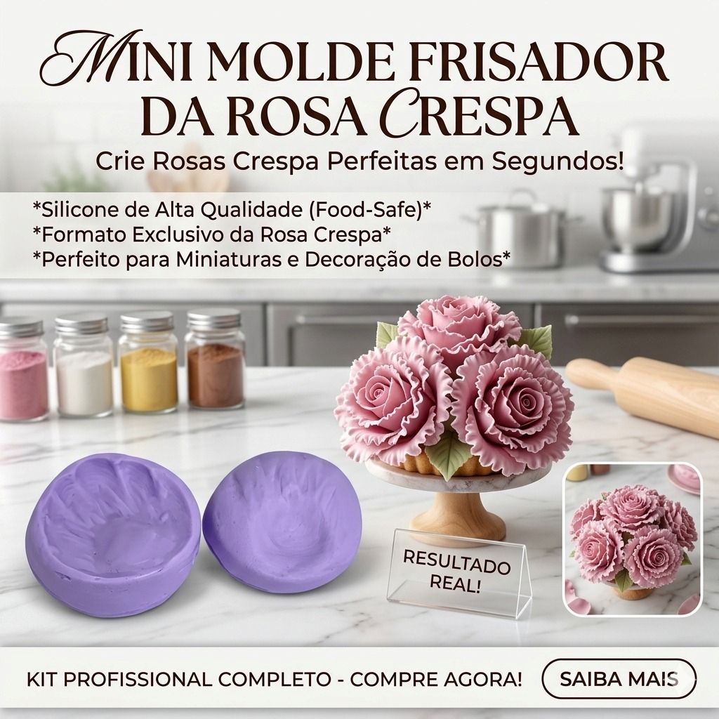 Molde Silicone Frisador Mini Rosa Crespa