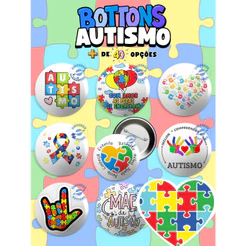 Bottons Autismo Autista 3,8cm e 5,5cm - Boton / Broche / Pin